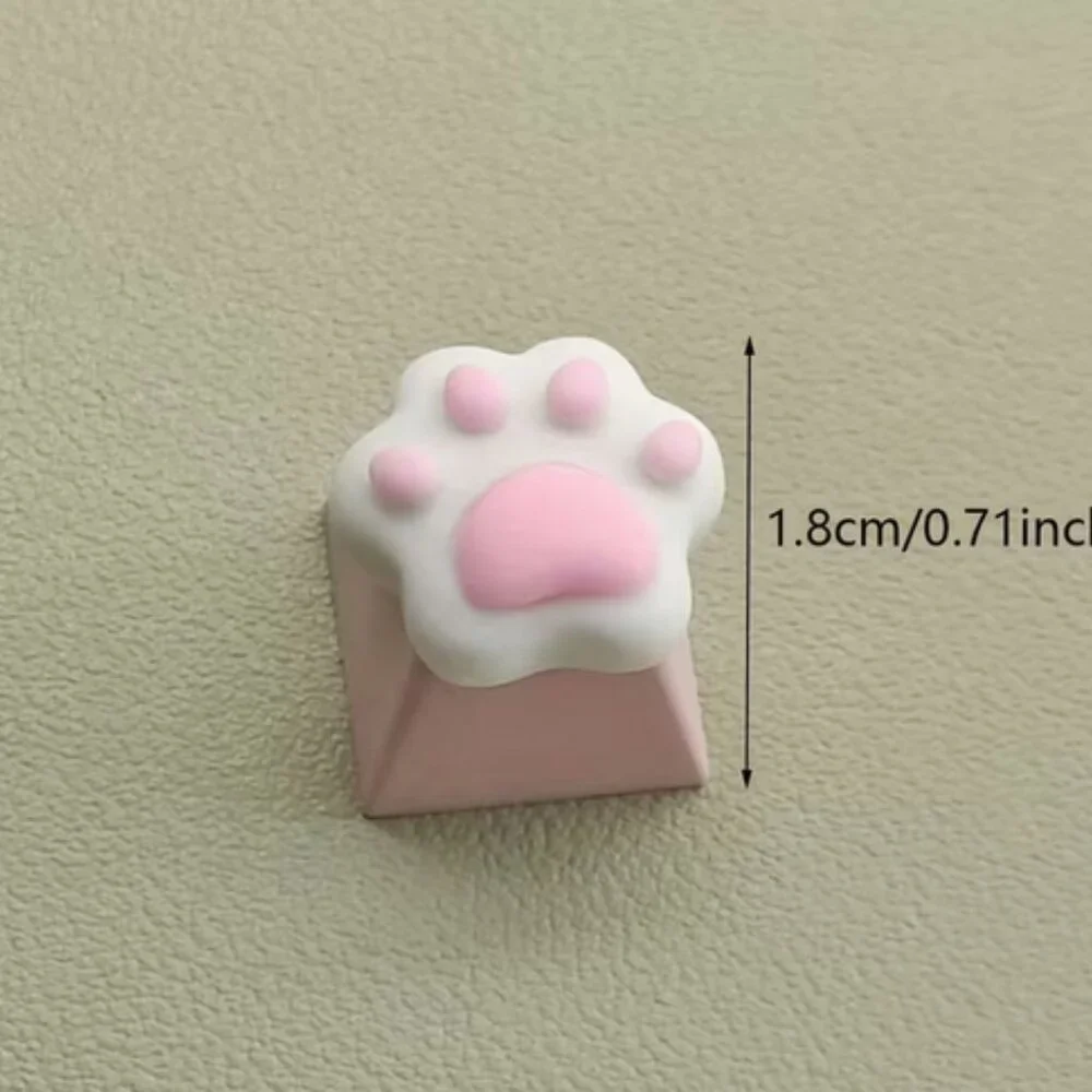 Cute Pink and White Kittypaw Artisan Keycap for OEM Mechanical Keyboard